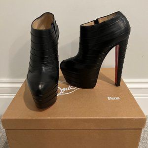 Christian Louboutin Black Leather Amor Heeled Boots (US 6/6.5, EU 37)